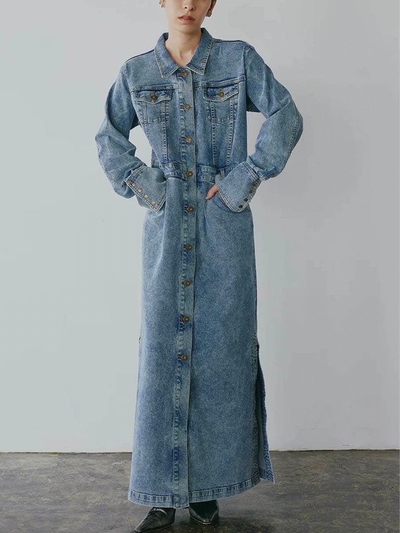 ワンピース AMERI VINTAGE I LINE DENIM SHIRT DRESS