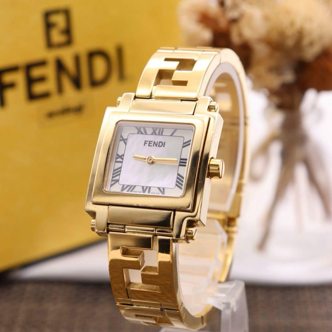 付属品付き【新品電池】FENDI 6000L/オロロジ 動作品 ゴールド 美品
