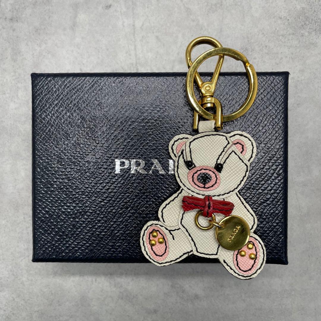 小物 PRADA Teddy Saffiano Leather Keyring