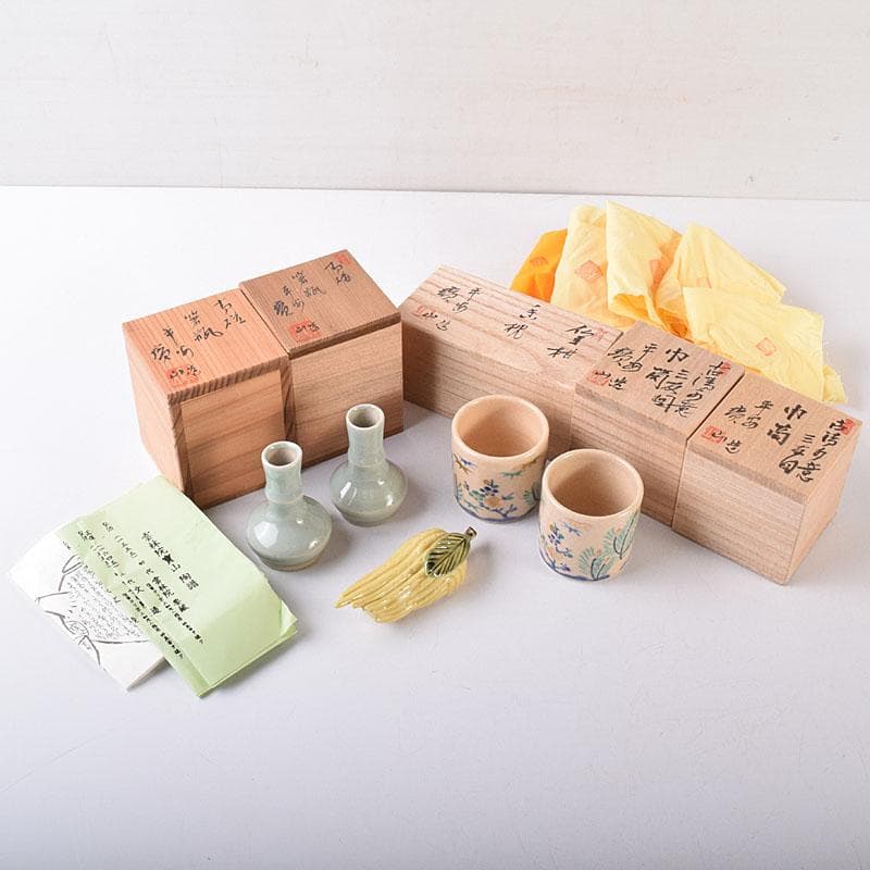 茶道具　平安　雲林院　寶山造　箸瓶　巾筒など　共布共箱　五点　M　R8621