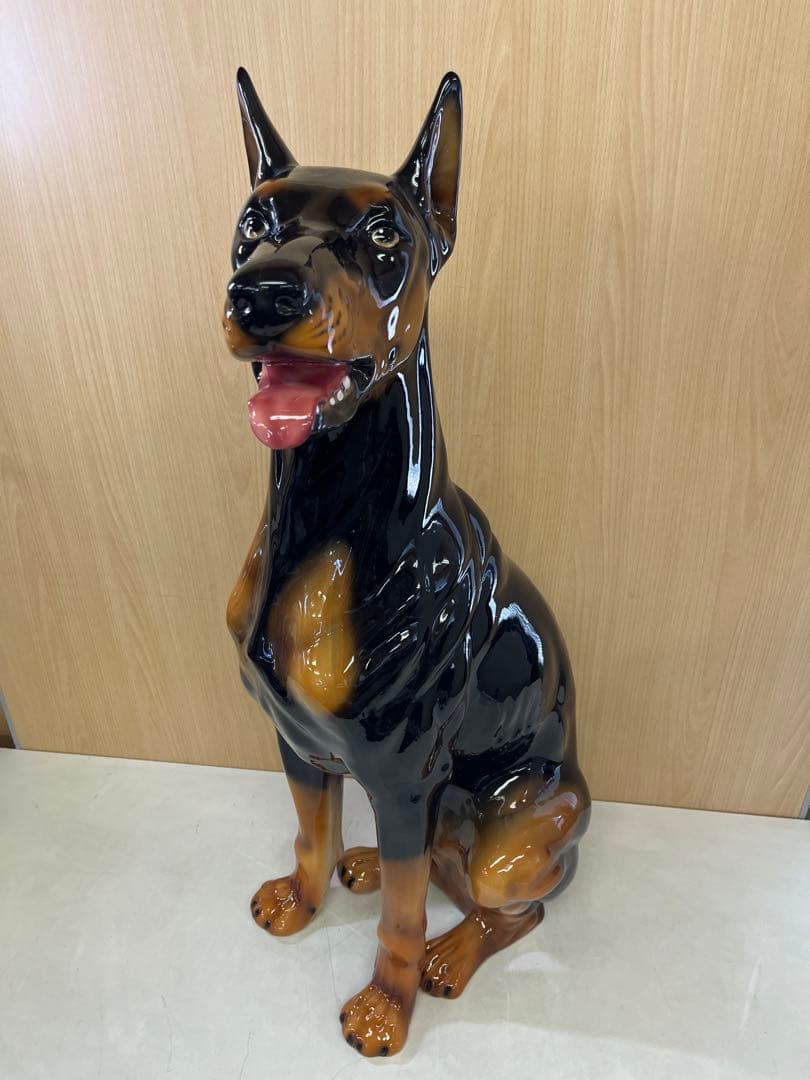 G7 ドーベルマン 犬 陶器 置物 アンティーク イタリア製 約95cm