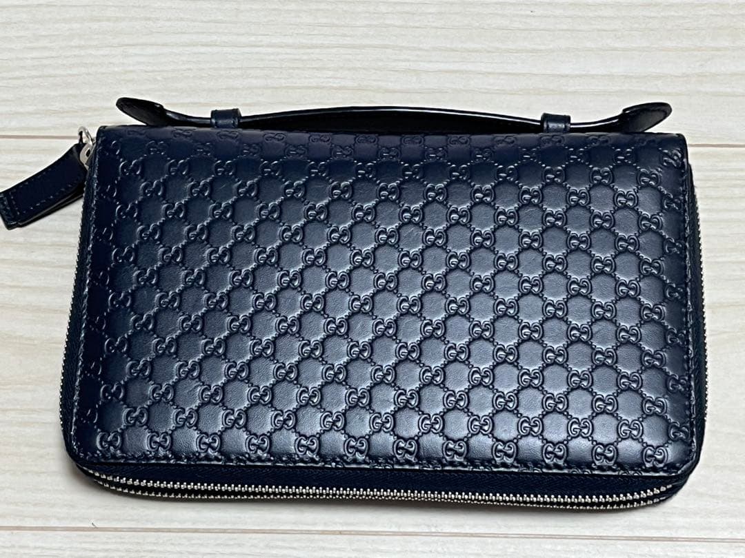 【箱&袋付き】グッチ 長財布　マイクロシマ レザー ダブルジップ オーガナイザー