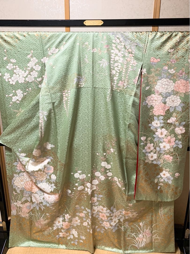 振袖No.10【身長150㎝〜160㎝の方向け】振袖単品　正絹　くすみカラー