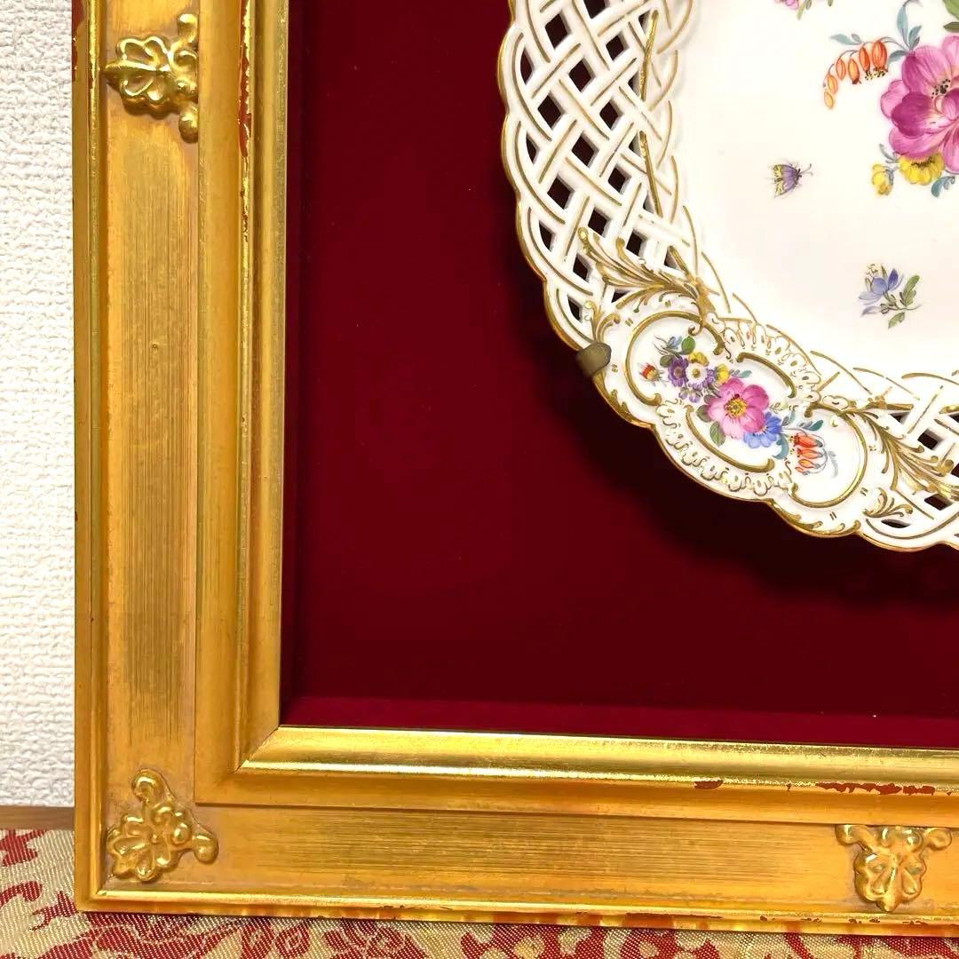 ＊額装済み飾り皿・1820年-1924年・額４０cm・皿２０cm・Meissen