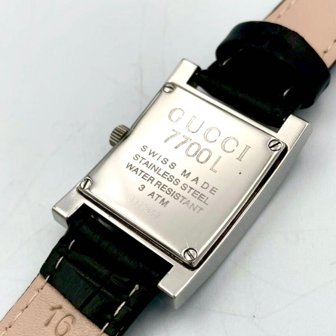 449 新品ベルト グッチ 7700L 腕時計 クオーツ スクエア レザー 稼働