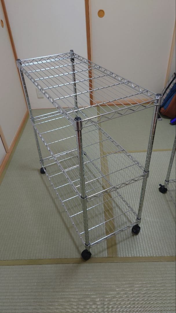 防サビ加工 メタルラック 3段 キャスター付き　2台　連結すれば3台に