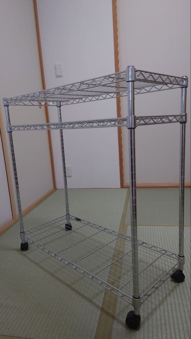防サビ加工 メタルラック 3段 キャスター付き　2台　連結すれば3台に
