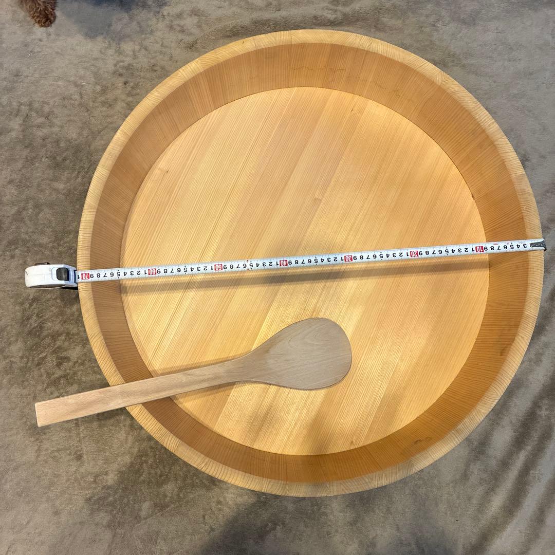 超特大　飯台 寿司桶 木桶　木製　約71cm 6升　しゃもじ・へら付き