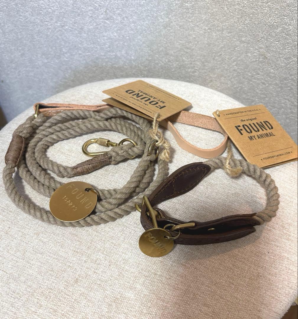 新品★ファウンドマイアニマル ★ダークタン　リード　カラー　セット　S 首輪