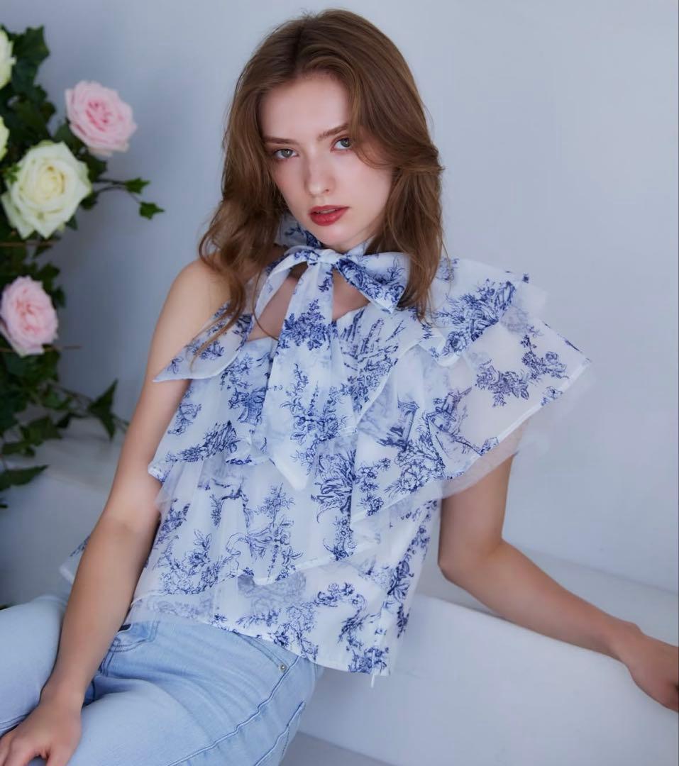 トップス Riu One shoulder Toile de Jouy tops