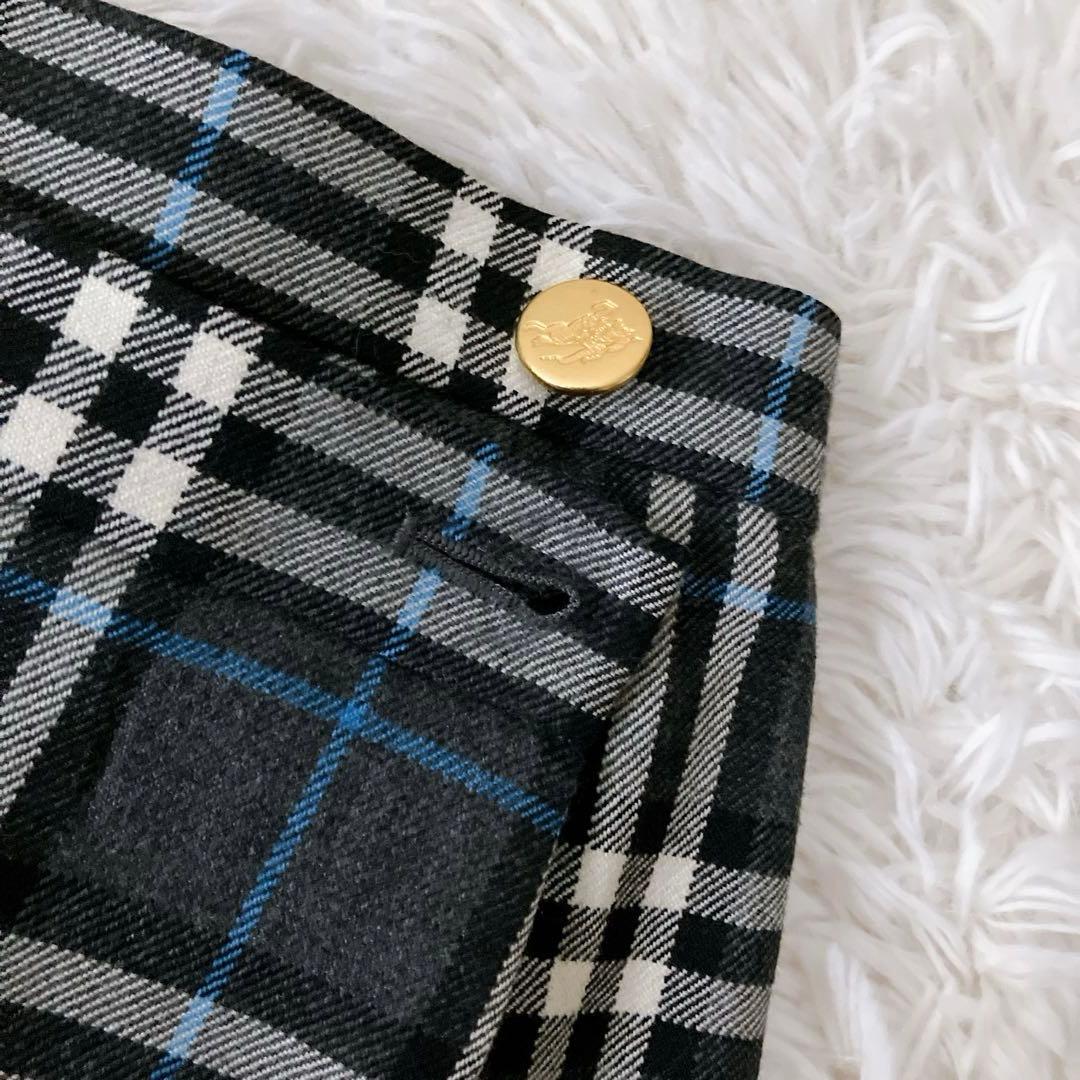 BURBERRY 15号 ラップスカート ノバチェック タイト 金ボタン LL