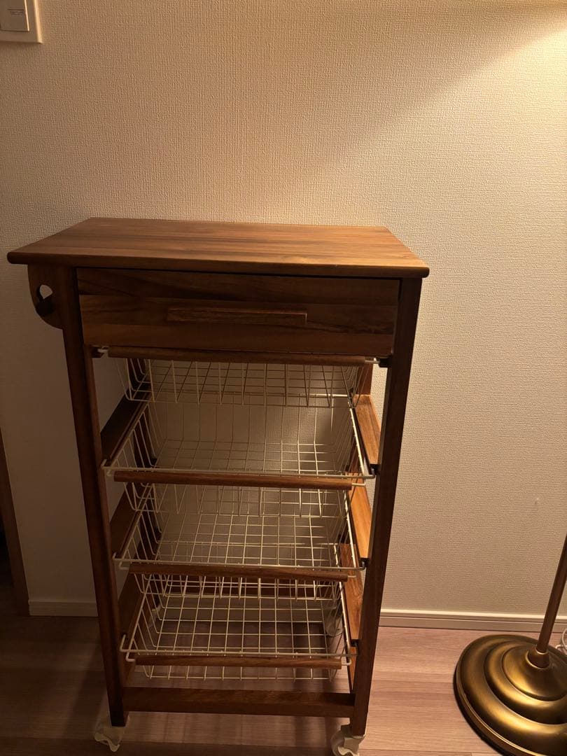 木製ラック 4段 引き出し付き