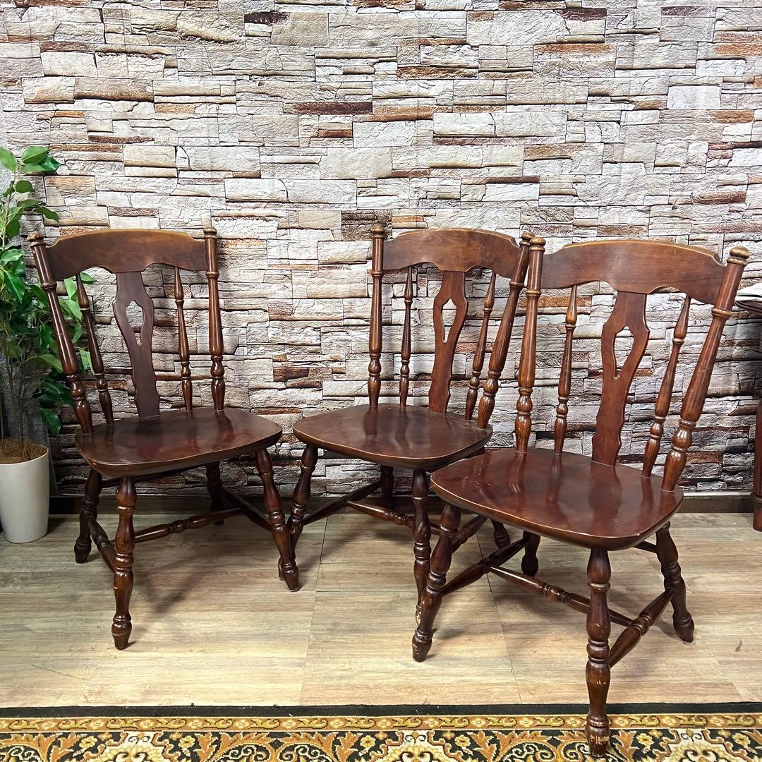 ꧁柏木工 KASHIWA꧂ダイニングチェア3脚セット ウィンザー アンティーク