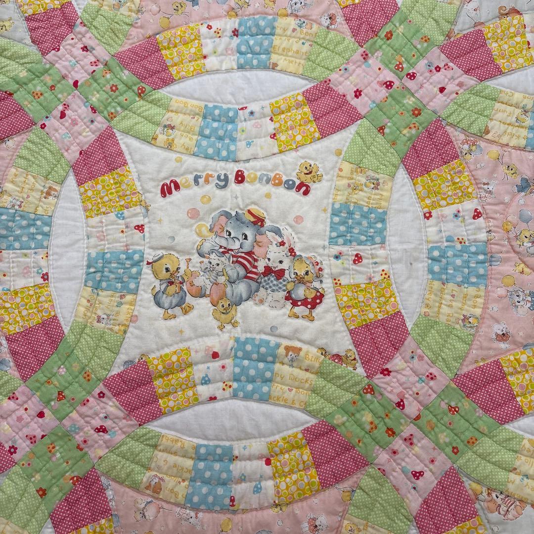 カラフルパッチワークマット107.５㎝×107.５ダブルウェーディングリング