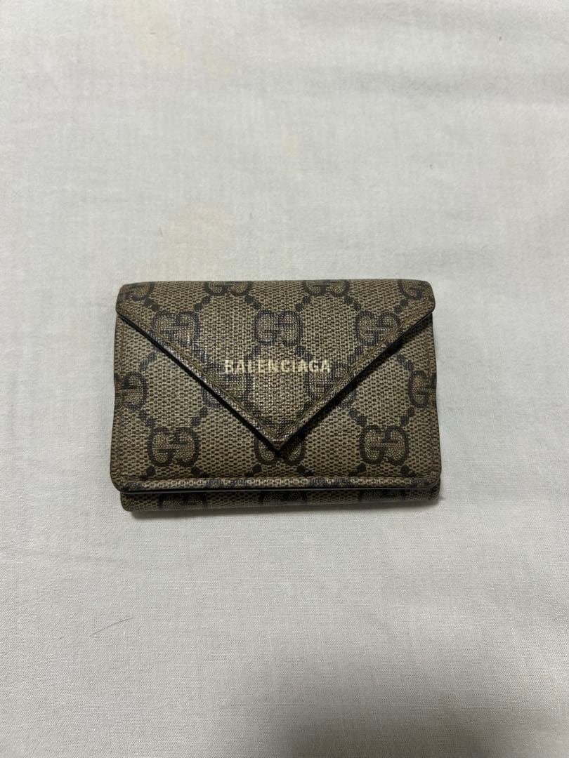GUCCI × BALENCIAGA コラボ 三つ折り財布 GG柄 正規品