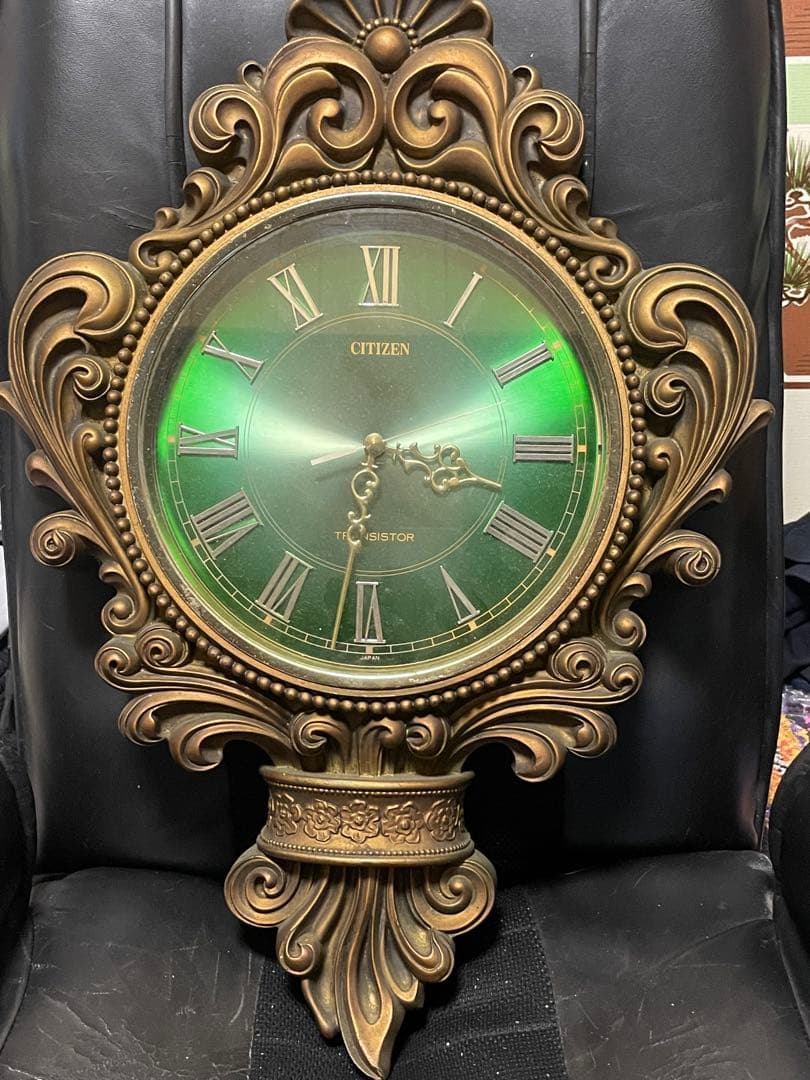 CITIZEN トランジスタ掛時計 グリーン ゴールド