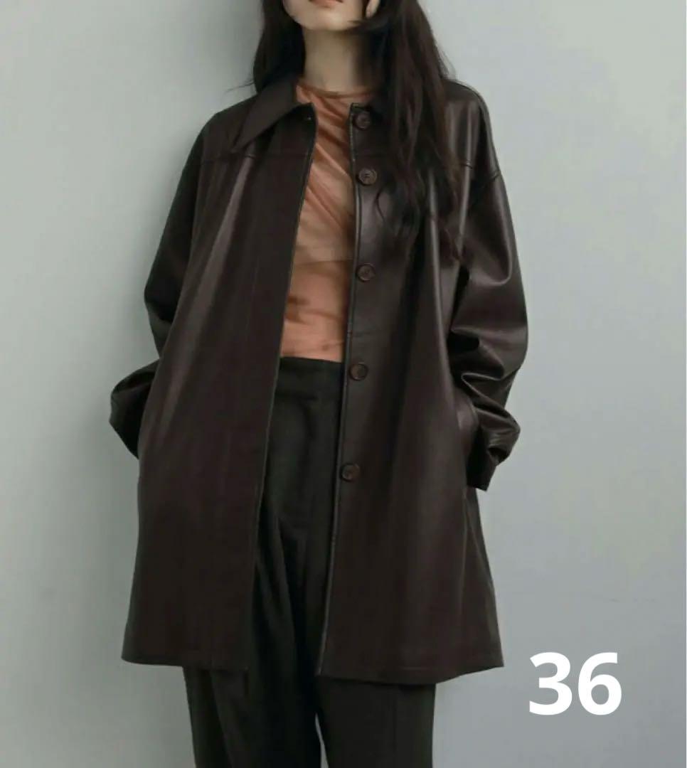 「anuke」アンヌーク　エコレザージャケット ダークブラウン/サイズ36