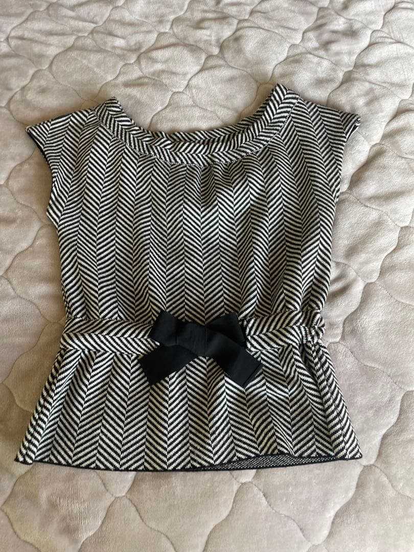 クリスチャンディオール　ヘリンボーン　ニットトップス　リボン