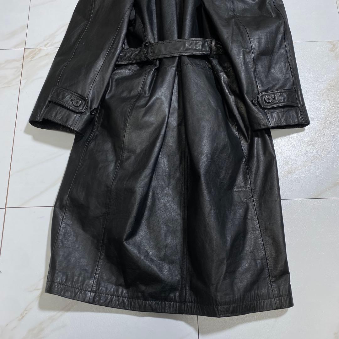 希少⭐︎ ヴィンテージ カウレザー 超ロングダブルトレンチコート 大きいサイズ