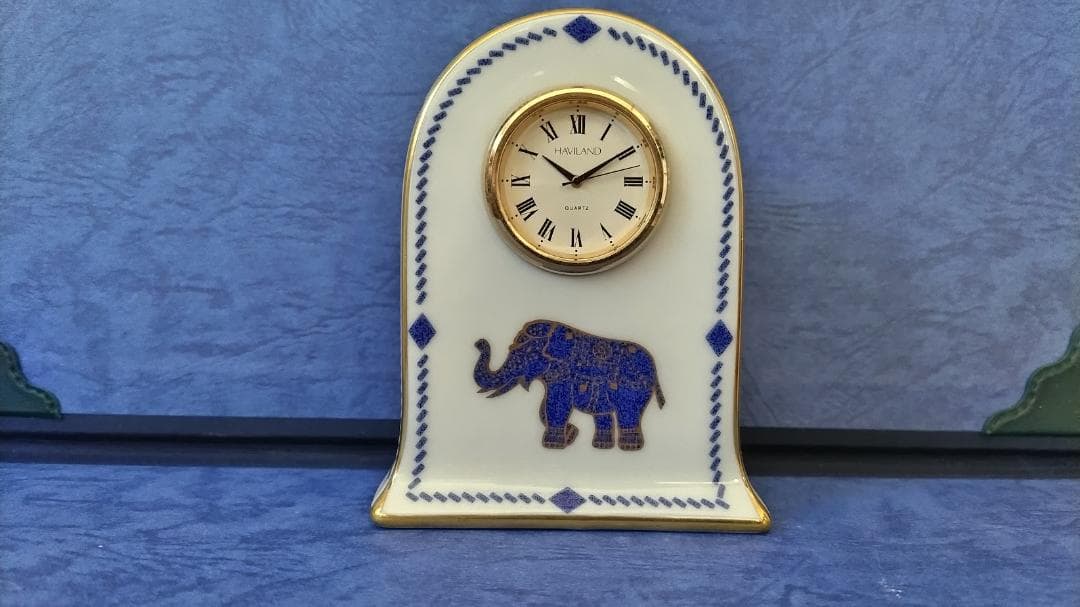 HAVILAND LIMOGES 置き時計 【稼働品】エレファント柄