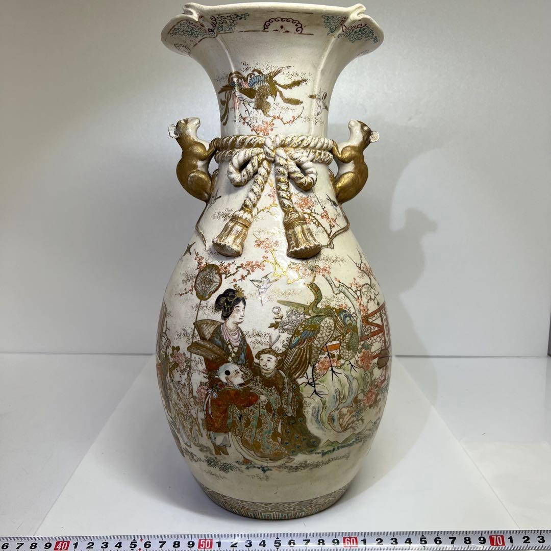 専用　明治時代　京薩摩　金彩人物画　ネズミ年　大花瓶　h36.5cm