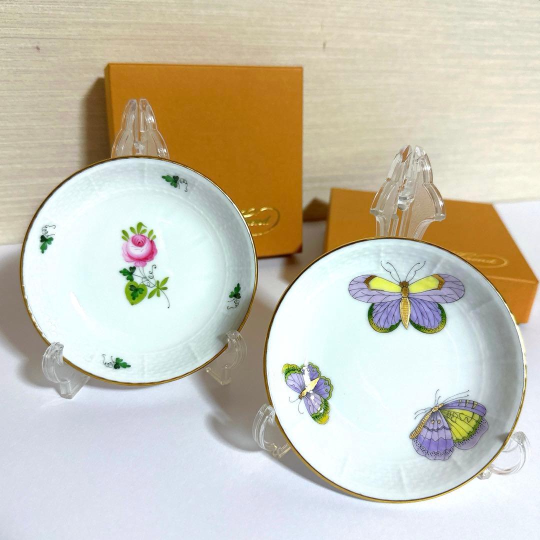 ヘレンド　ウィーンの薔薇　ロイヤルガーデン小皿2枚セット