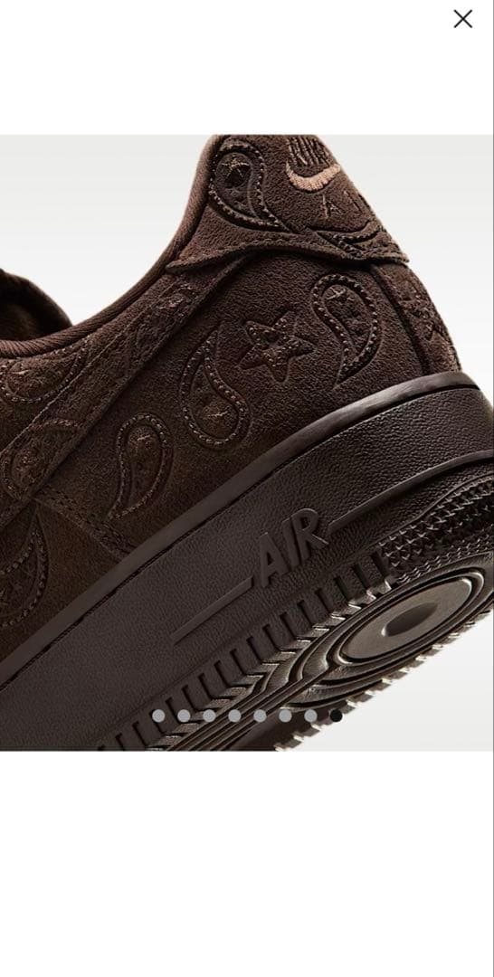 エアフォース1 バロックブラウン　ペイズリー刺繍スニーカー28cm 10インチ