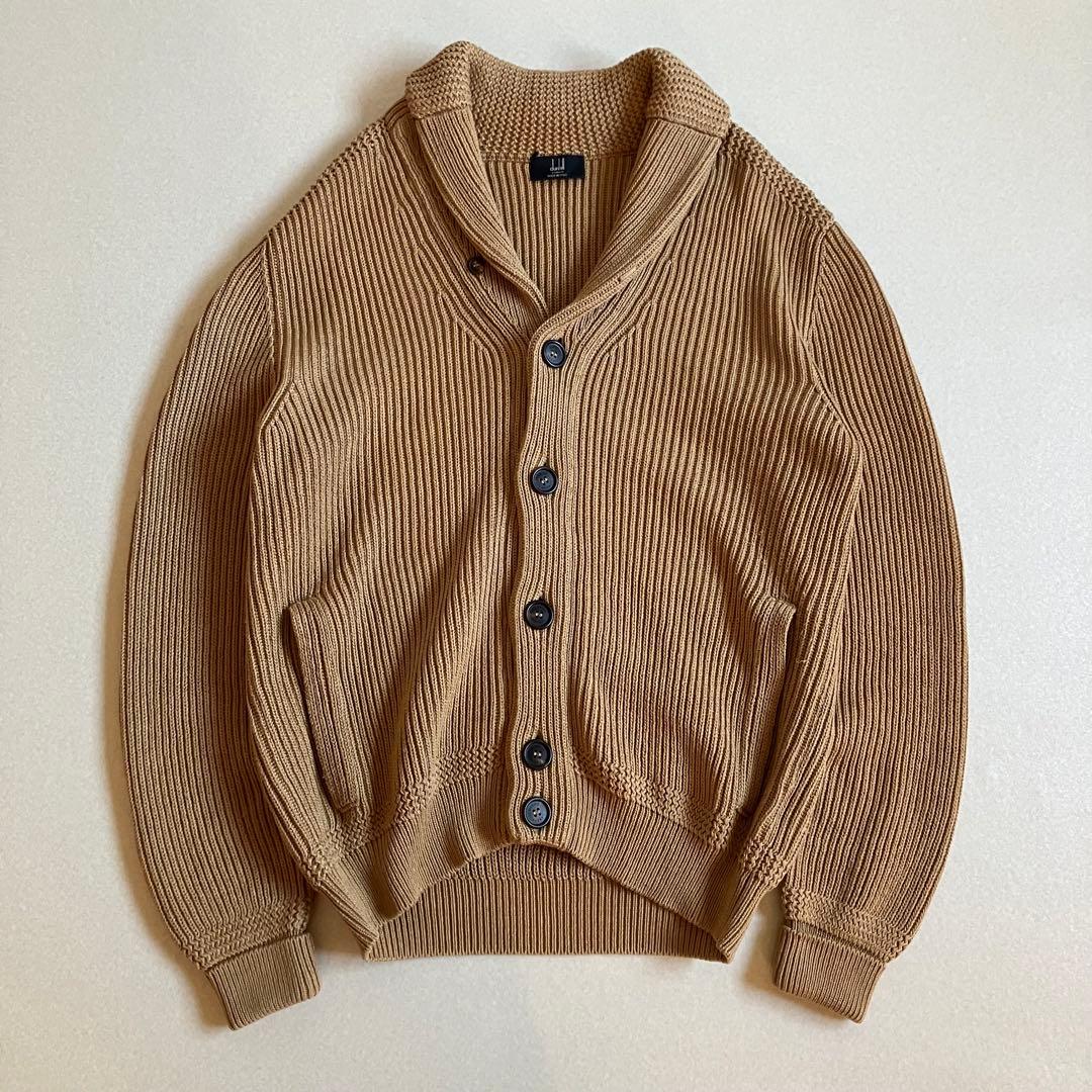 【dunhill】近年 ショールカラーニット カーディガン ブラウン イタリア製