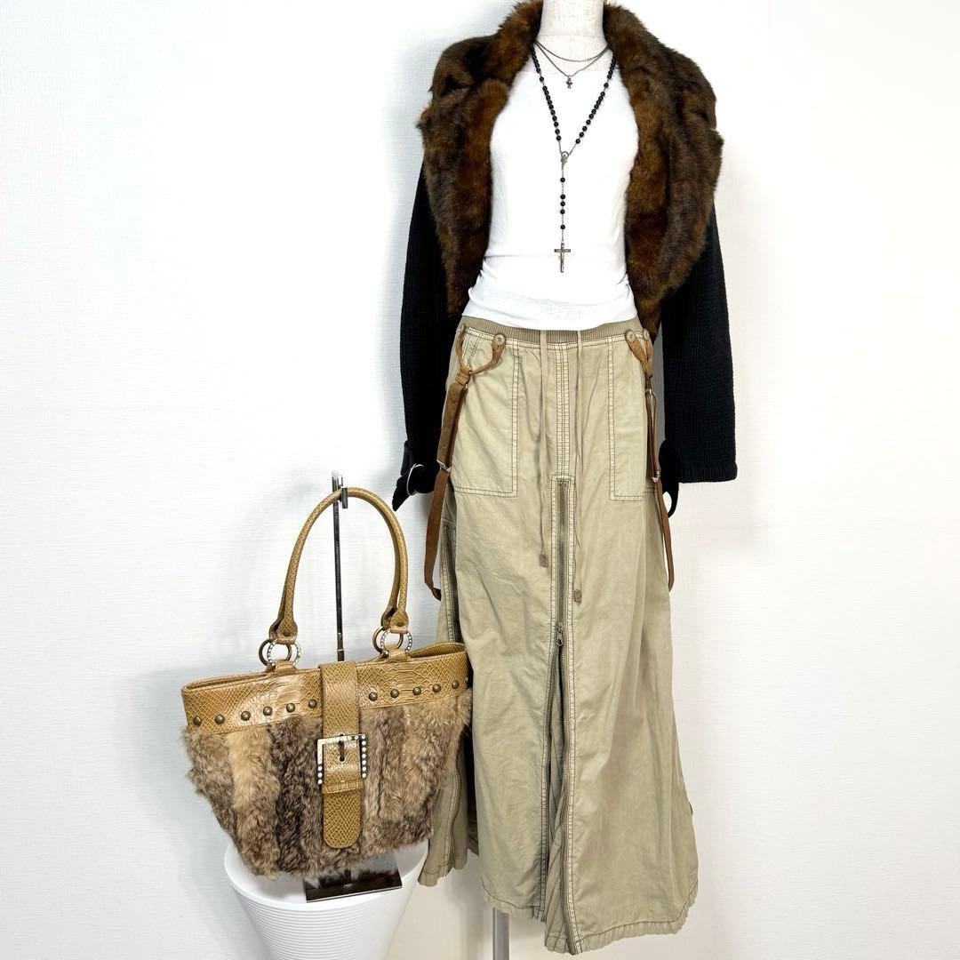 y2k❤️ 00s goa マルチジップ ギミック カーゴ スカート