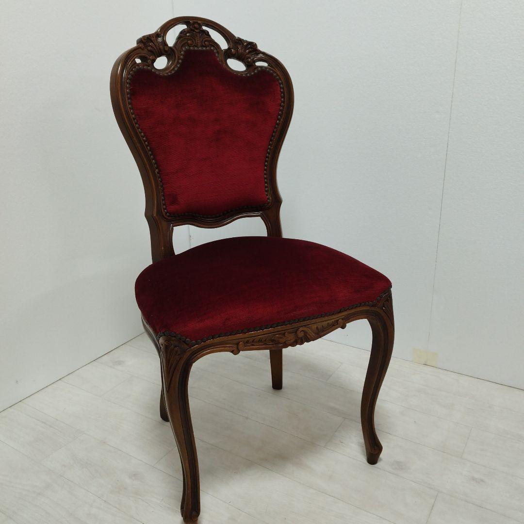 【専用】アンティーク調 ダイニングチェア 椅子 ワインレッド 猫足