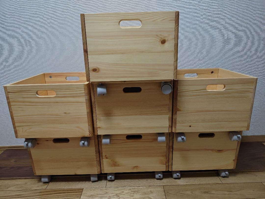 無印良品 パイン材収納ＢＯＸキャスター付き 7個セット