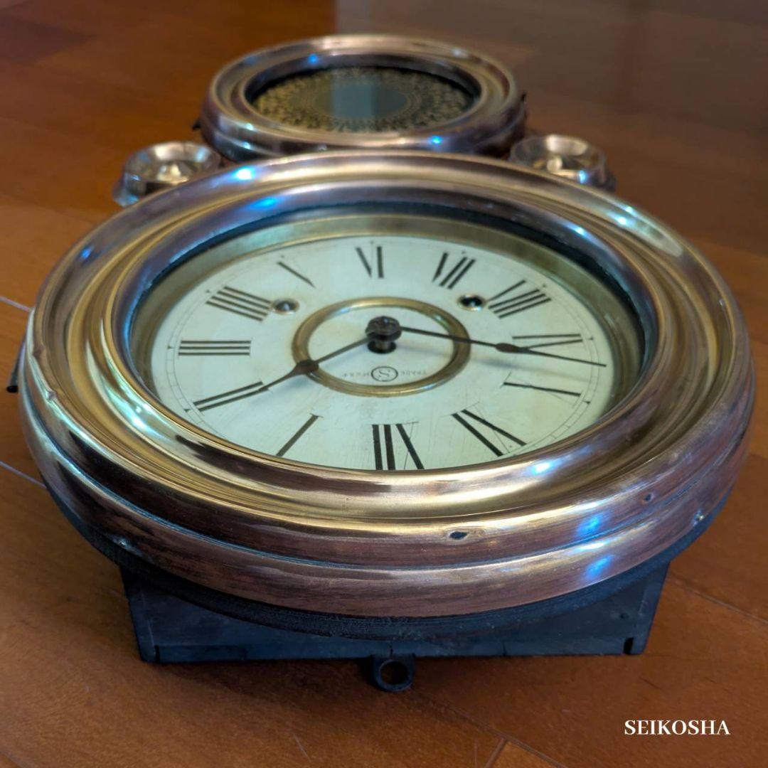 アンティーク掛時計　古時計　精工舎　四つ丸　振り子時計