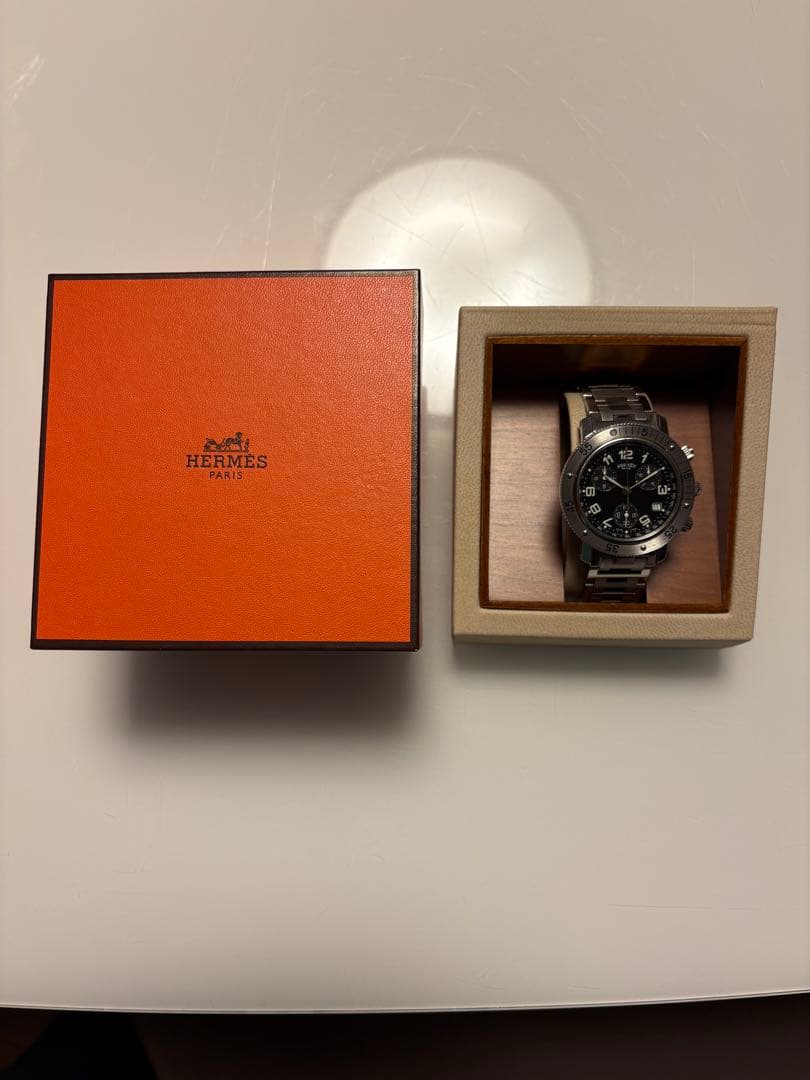 B*様 HERMES クロノグラフ ブラック ステンレススチール腕時計