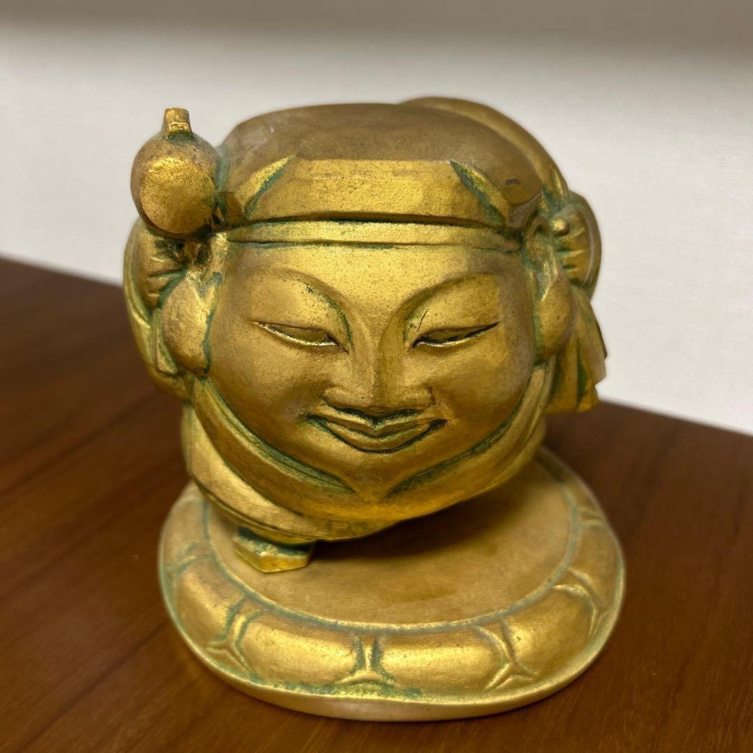 人間国宝 仏師 平櫛田中作 銅製 鍍金 福聚大黒天尊像　金色　福　神像