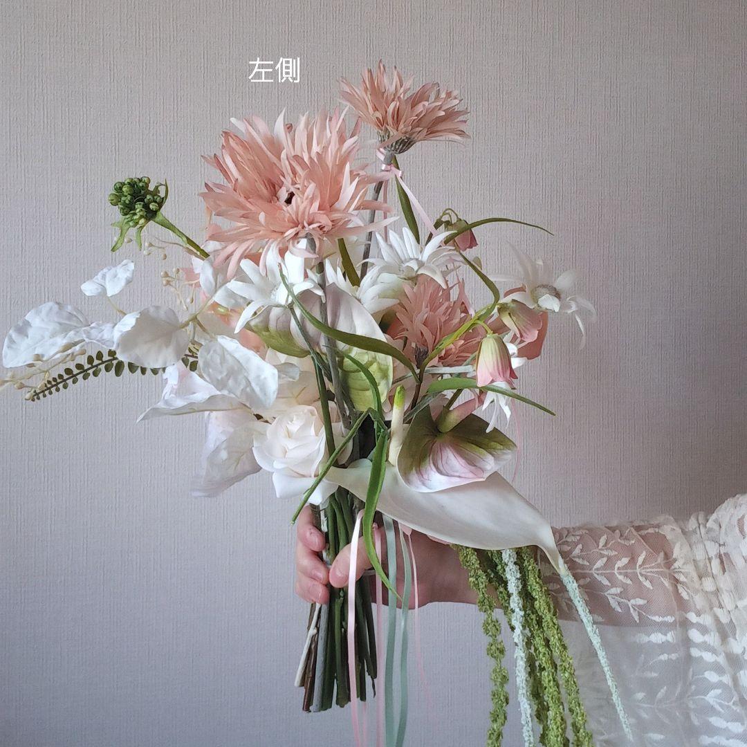 ガーベラ　アマランサス　パステル　ウェディングブーケ　アーティフィシャルフラワー