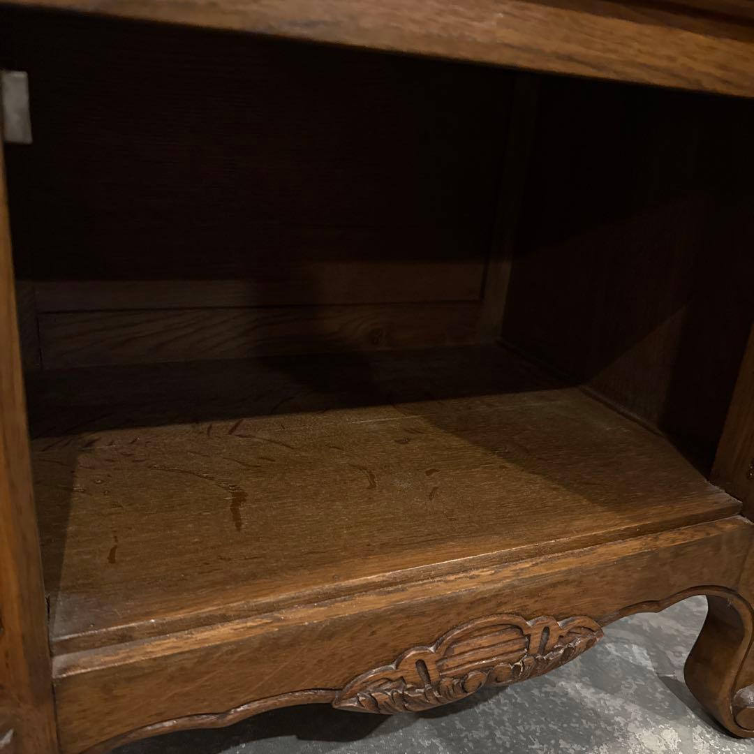 年末年始saleヴィンテージ　木製サイドテーブル　引き出し／扉収納付き　1