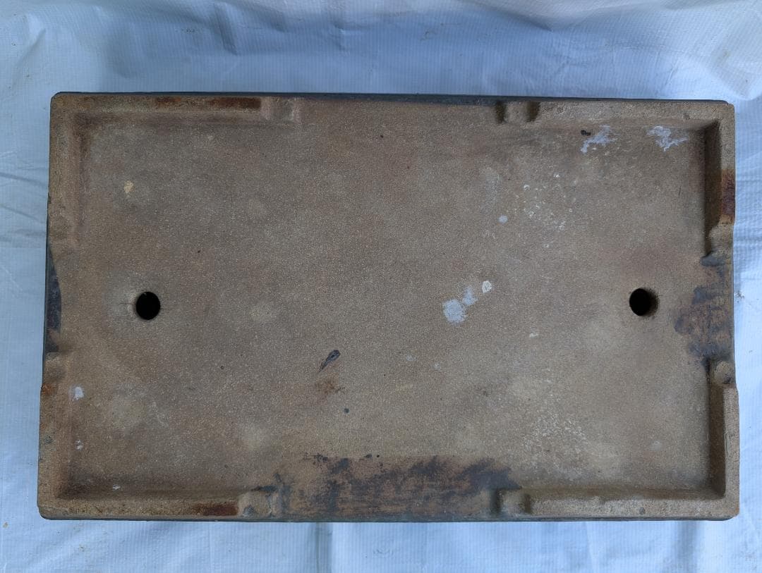 大型 盆栽鉢 65cm 平鉢 彫刻入り 長方形盆栽鉢 匿名配送