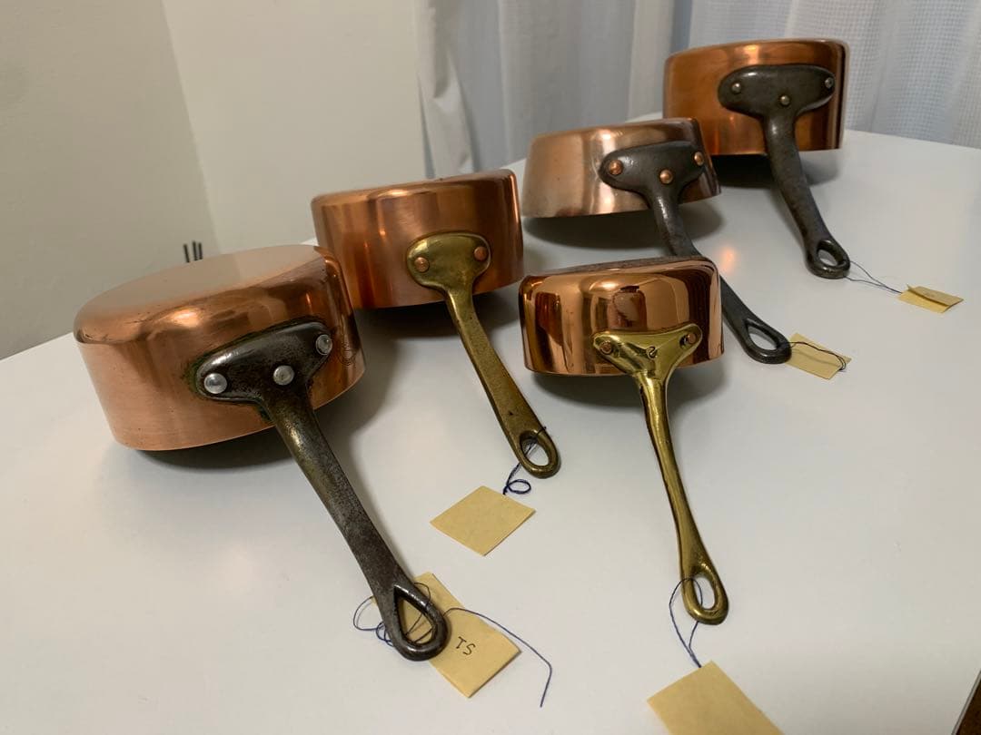 銅製片手鍋　ソースパン　5個セット　フランスアンティーク