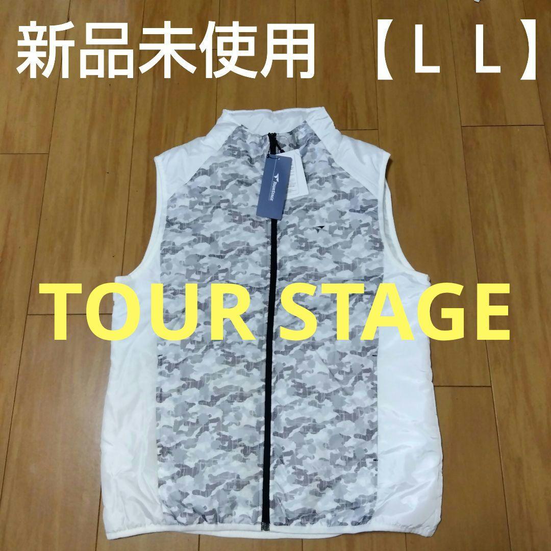TOUR STAGE ゴルフホワイト/迷彩柄ベスト サイズ【ＬＬ】新品未使用