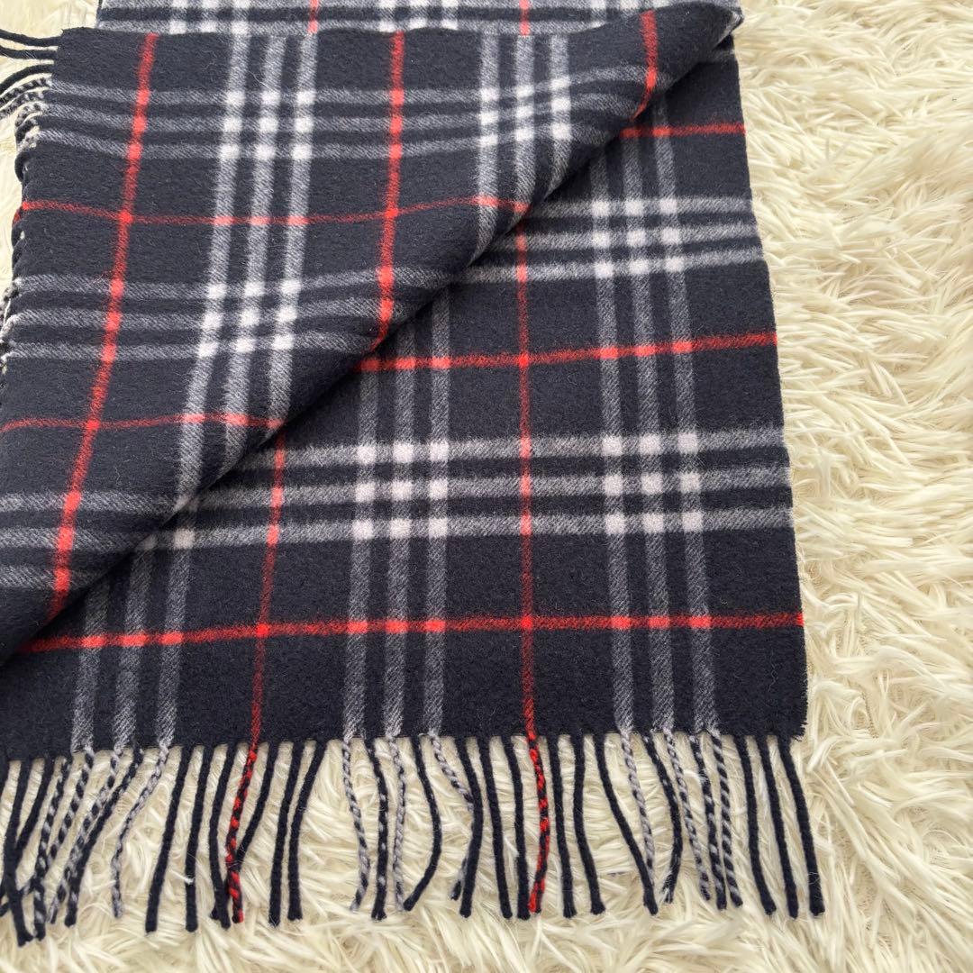 専用Burberrysバーバリーノバチェック カシミヤ100 マフラー ネイビー