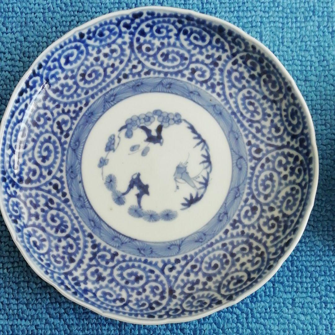 古伊万里皿（二枚)裏面タコ、花唐草