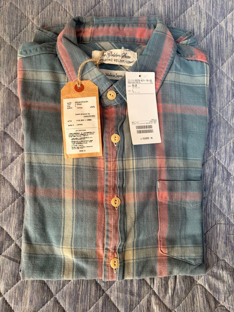 未使用 REMI RELIEF (レミレリーフ) ネルシャツ　ブルー