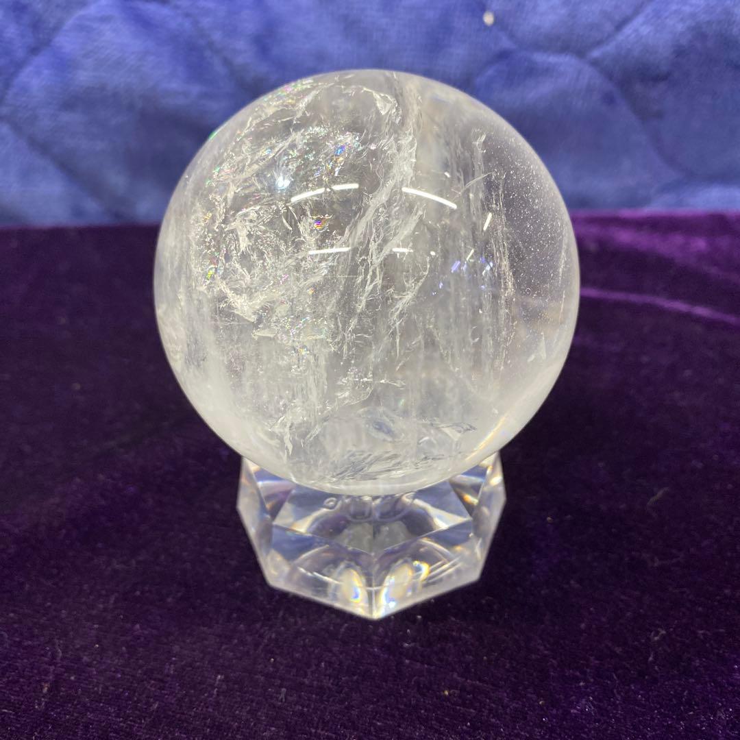 美品！水晶玉パワーストーン　天然レインボー　70mm