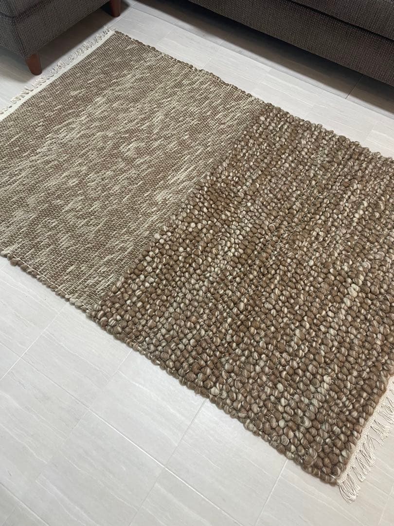 ウール ボンボン織りラグ 100ｘ140