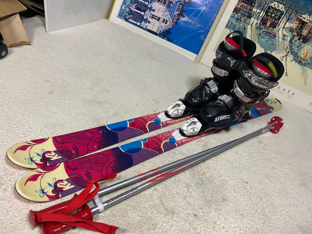 k2 スキー板セット138cmブーツアトミック23-23.5cm ストック110