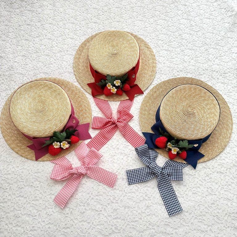 いちごギンガムリボンキャノチェ・いちごバスケット・Fサイズ・シャーリーテンプル