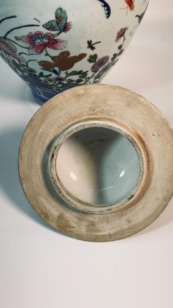 民国前期 景徳鎮 粉彩五彩 将軍罐 大型 有蓋壺／鳳凰・麒麟・花鳥図 約43cm