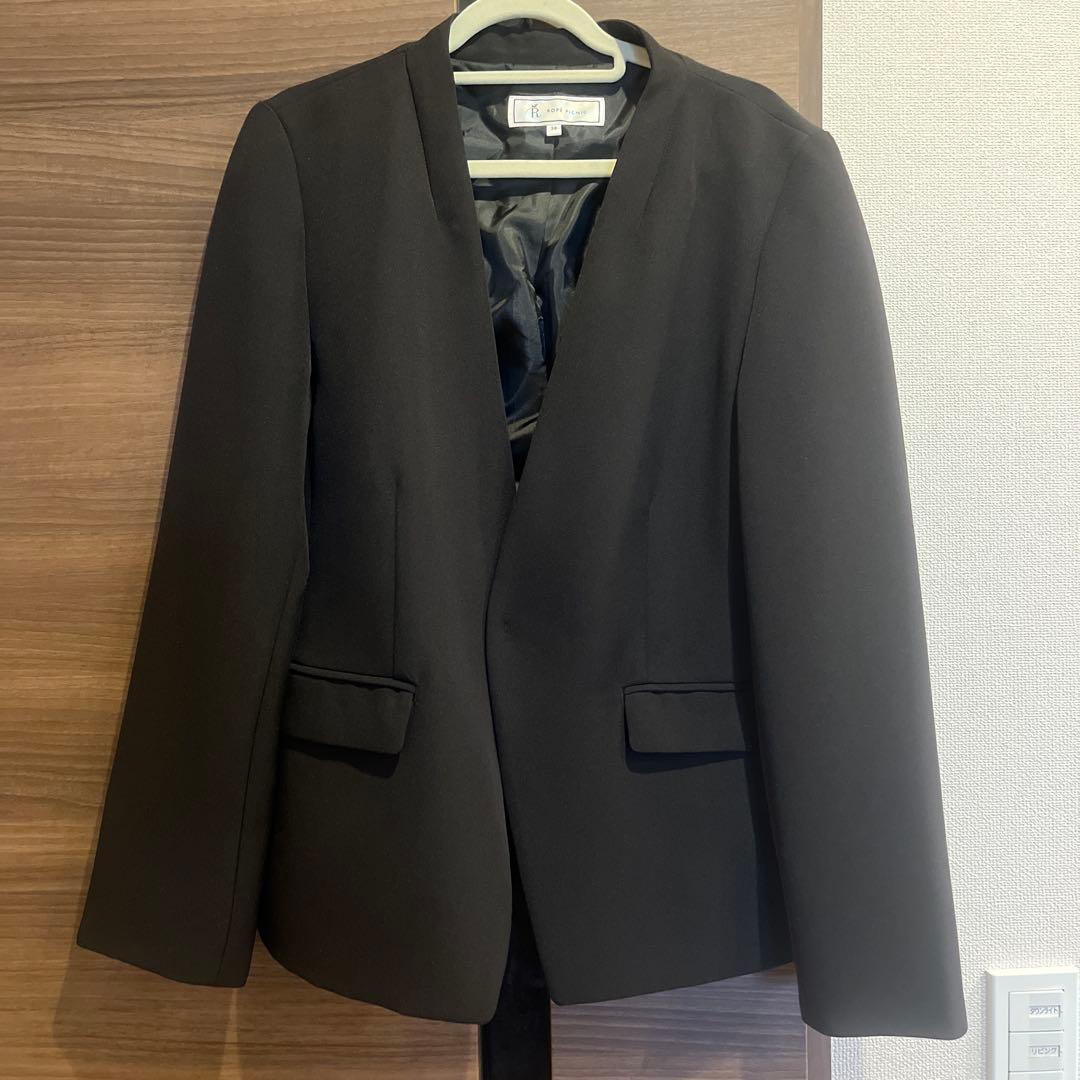 【極美品】ノーカラージャケット パンツスーツ ロペピクニック ブラック 38 M