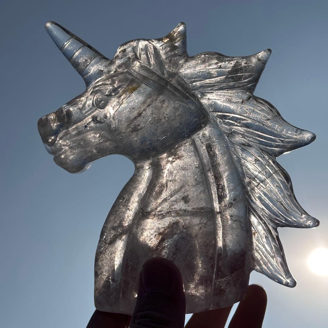 天然石水晶のユニコーン　置物ご購入前に在庫確認必要G.216