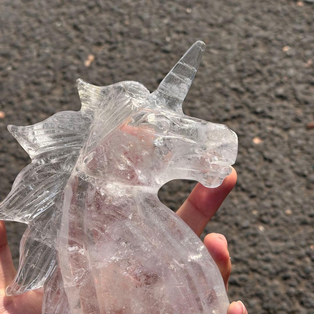 天然石水晶のユニコーン　置物ご購入前に在庫確認必要G.216